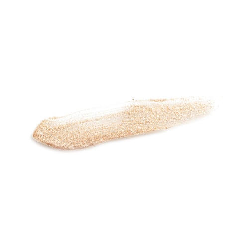 A shimmering, high-shine swatch of rich gloss on a white background. “Cool Whip” is a pale gold with a metallic finish.